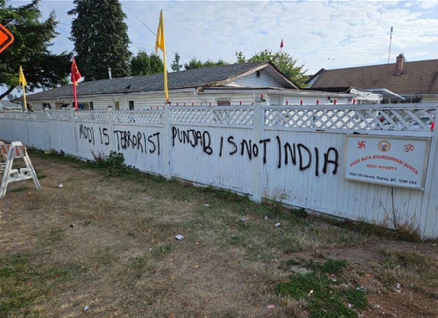 Ahead of Khalistan referendum, another Hindu temple defaced in Canada